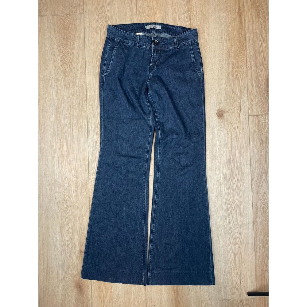 J Brand Wide Leg Jeans Size 27 Dark Wash Denim High Waist Retro Style